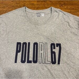 Polo Ralph Lauren Gray Spellout RL67 Logo Casual Big & Tall T‎ Shirt Men's 4XB